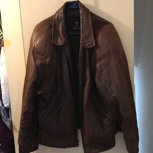Neiman  Marcus Leather Jacket with Zip-Out Fur Lining